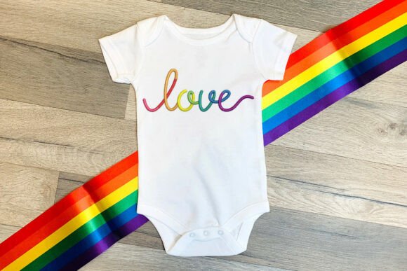 Download Cursive Rainbow Love Embroidery - Embroidery Collection