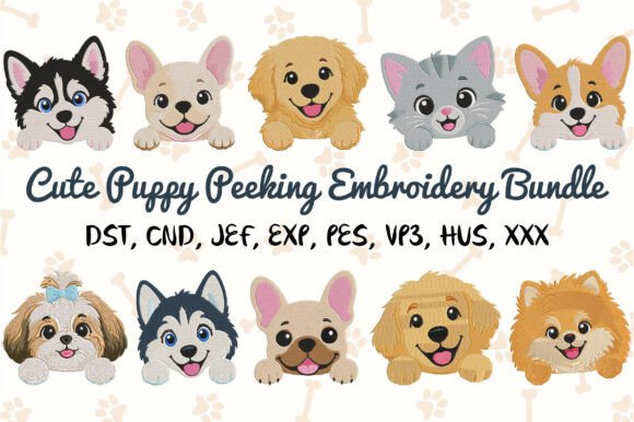 Download Cute Puppy Peeking Embroidery - Premium Bundle