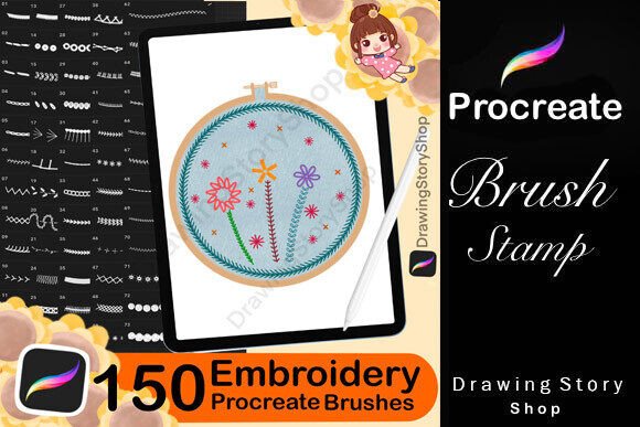 Download 150 Procreate Embroidery Brushes - Embroidery Collection