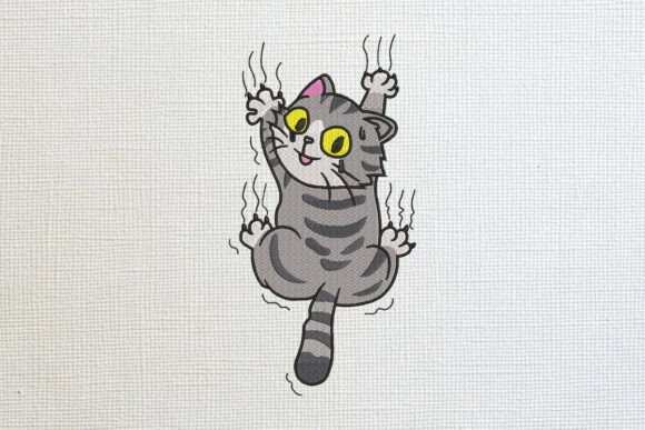 Download Funny Clinging Cat Embroidery Design - Embroidery Collection