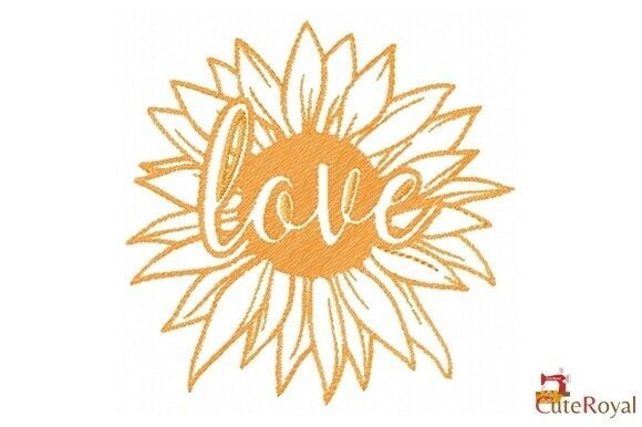 Download Love Sunflower Outline Embroidery - Embroidery Collection